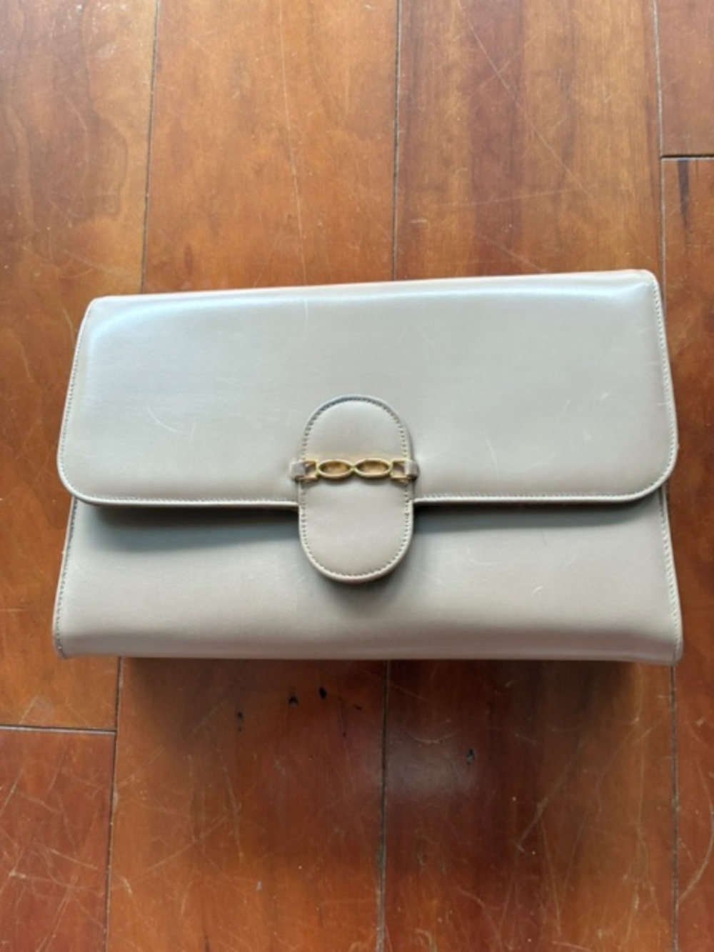 VINTAGE JAY HERBERT LEATHER SHOULDER BAG/CLUTCH HANDBAG.  BONE COLOR.